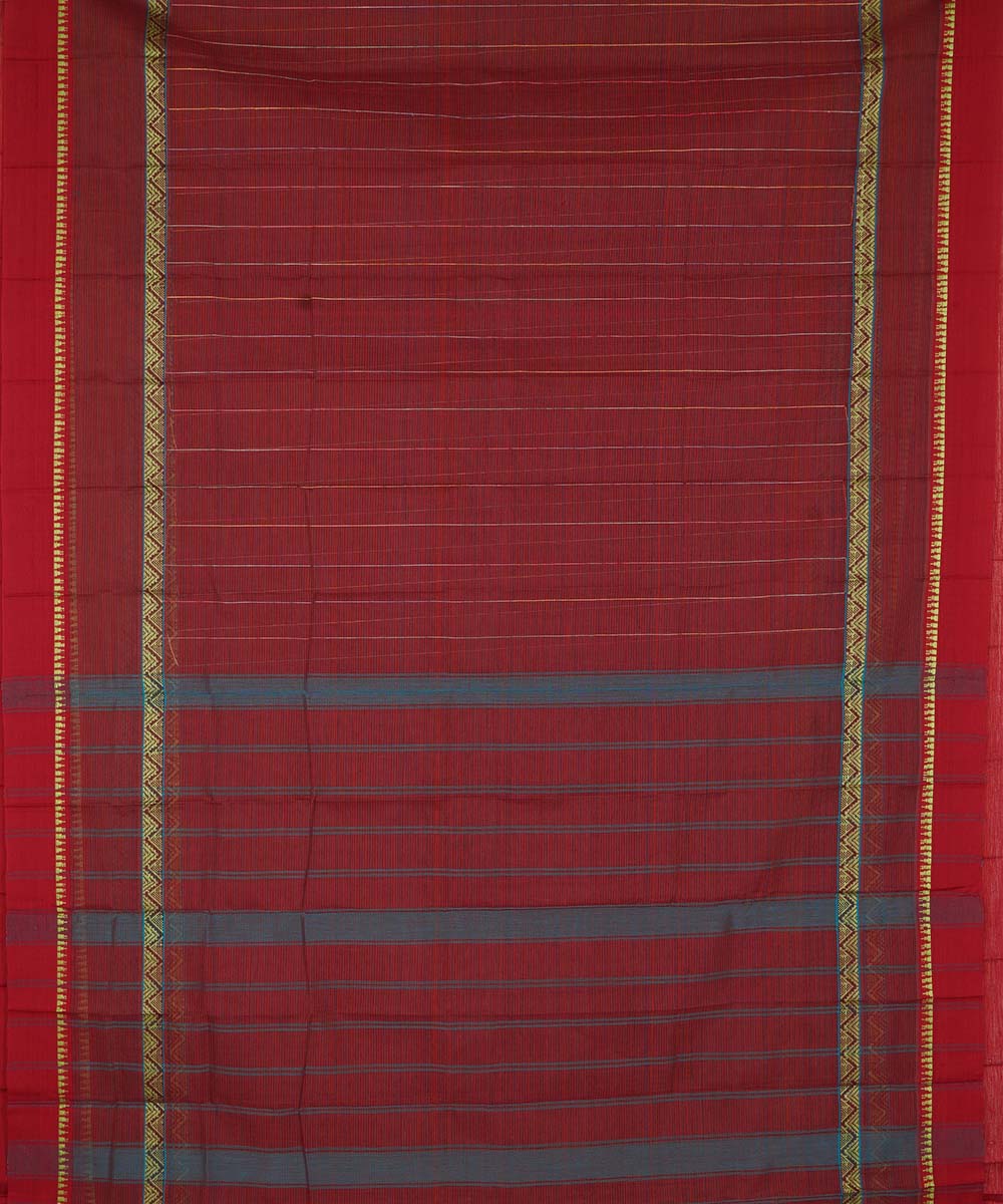Maroon cotton handwoven narayanapet saree