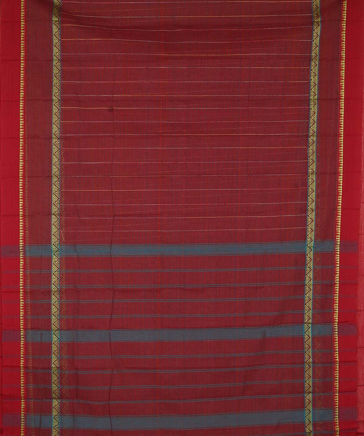 Maroon cotton handwoven narayanapet saree