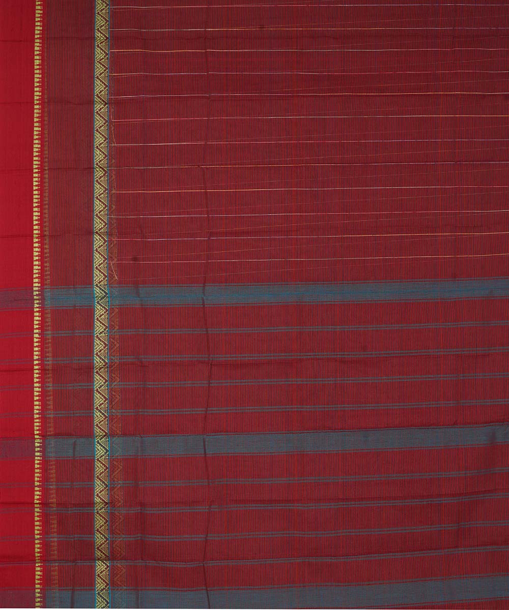 Maroon cotton handwoven narayanapet saree