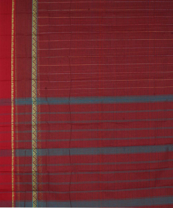 Maroon cotton handwoven narayanapet saree