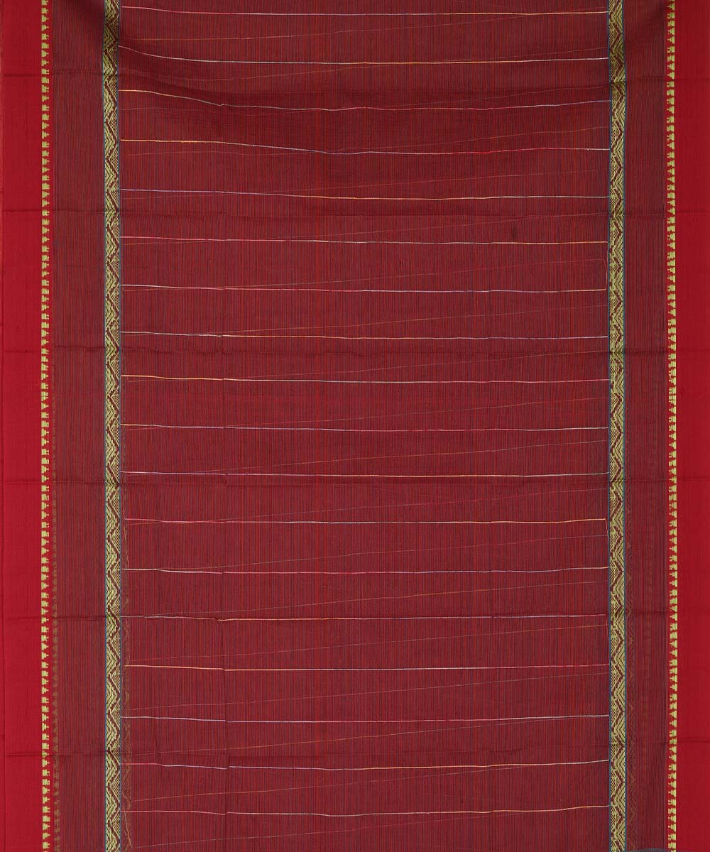 Maroon cotton handwoven narayanapet saree