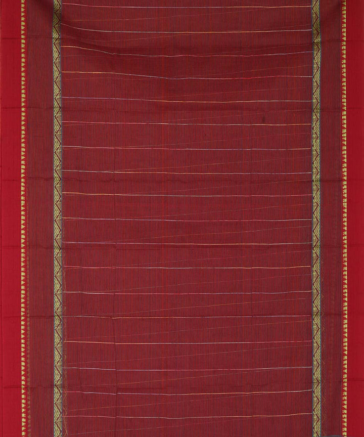 Maroon cotton handwoven narayanapet saree