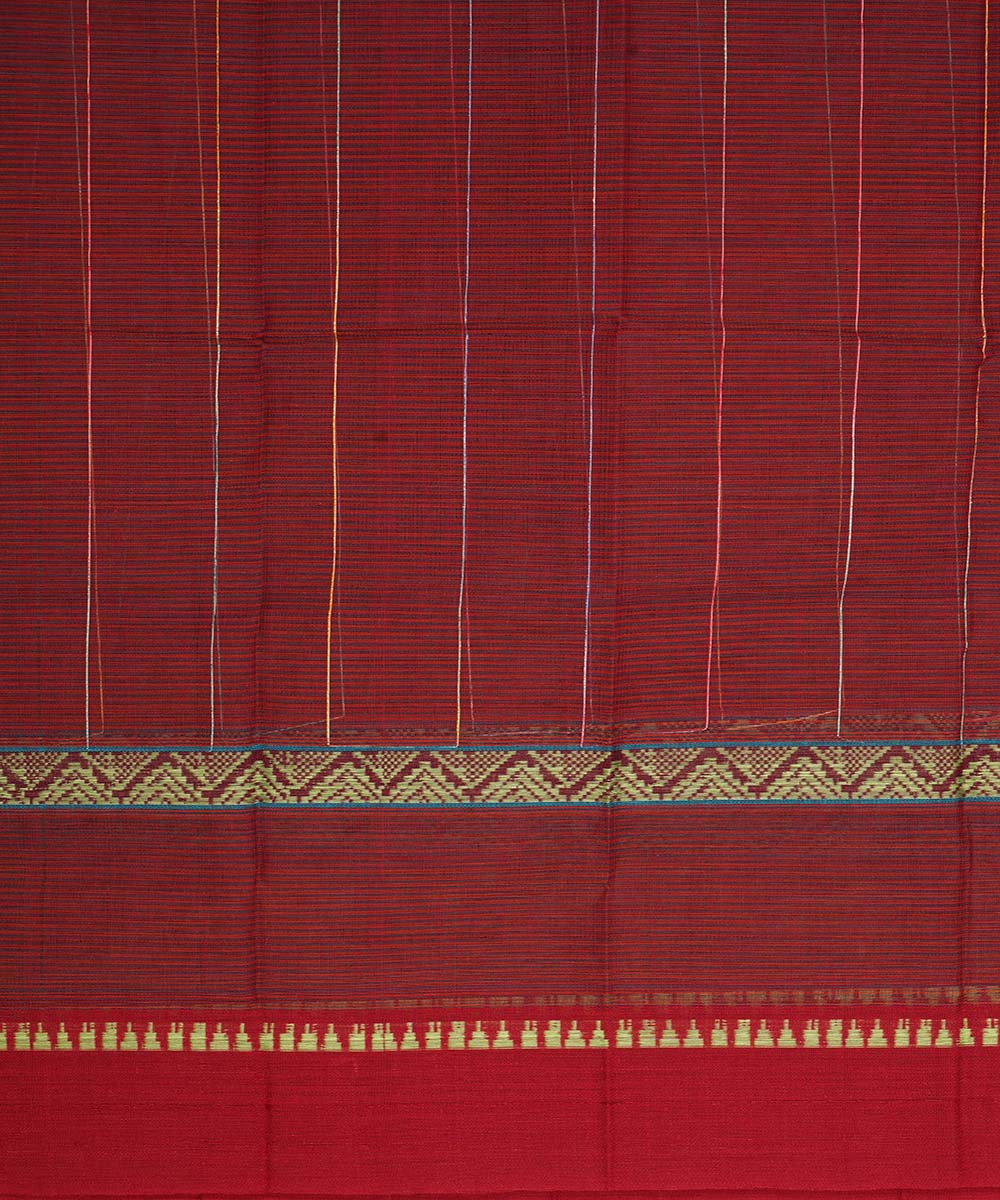 Maroon cotton handwoven narayanapet saree