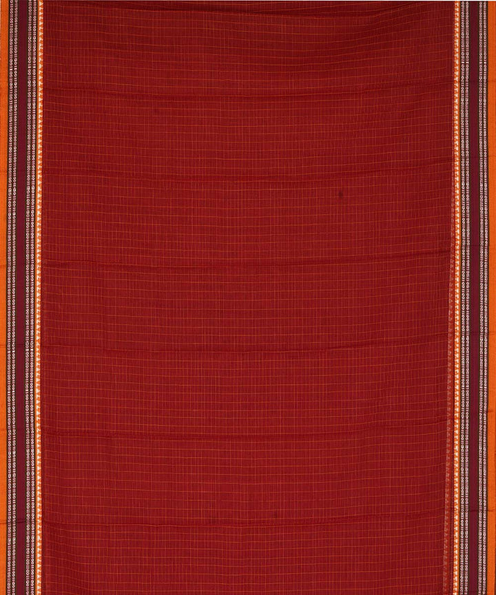 Maroon checks cotton handloom narayanapet saree