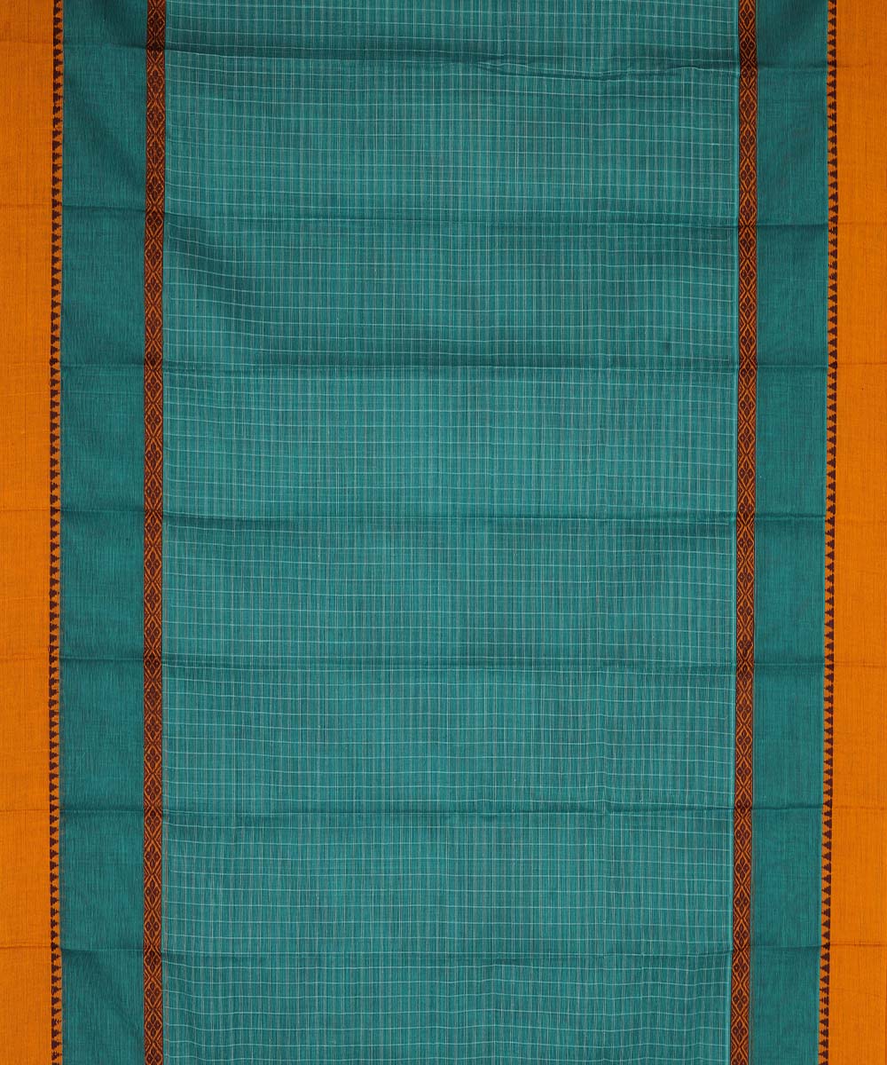 Sky blue checks cotton handwoven narayanapet saree