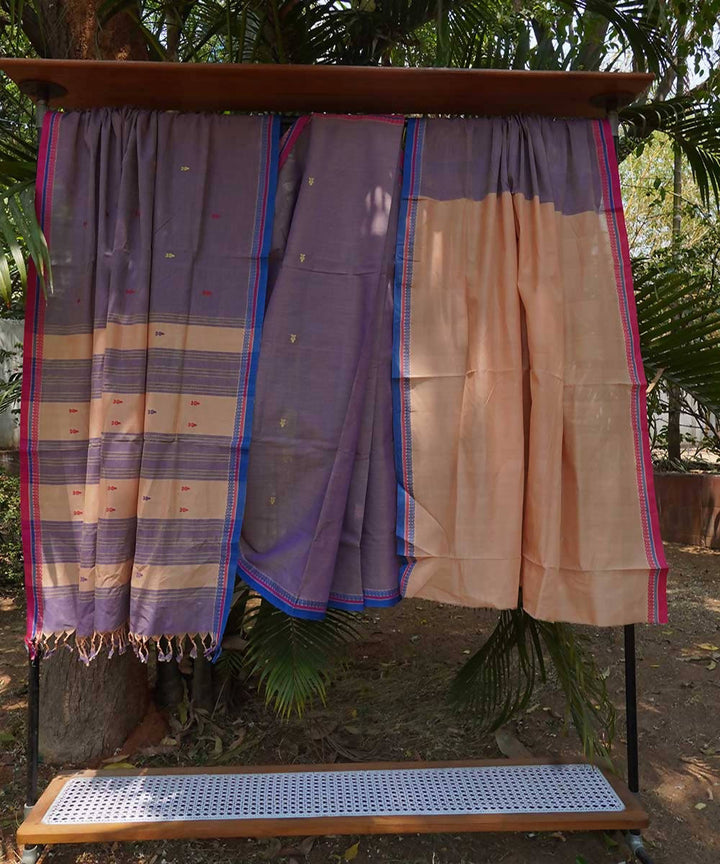Lavender Cotton Handwoven mangalagiri saree