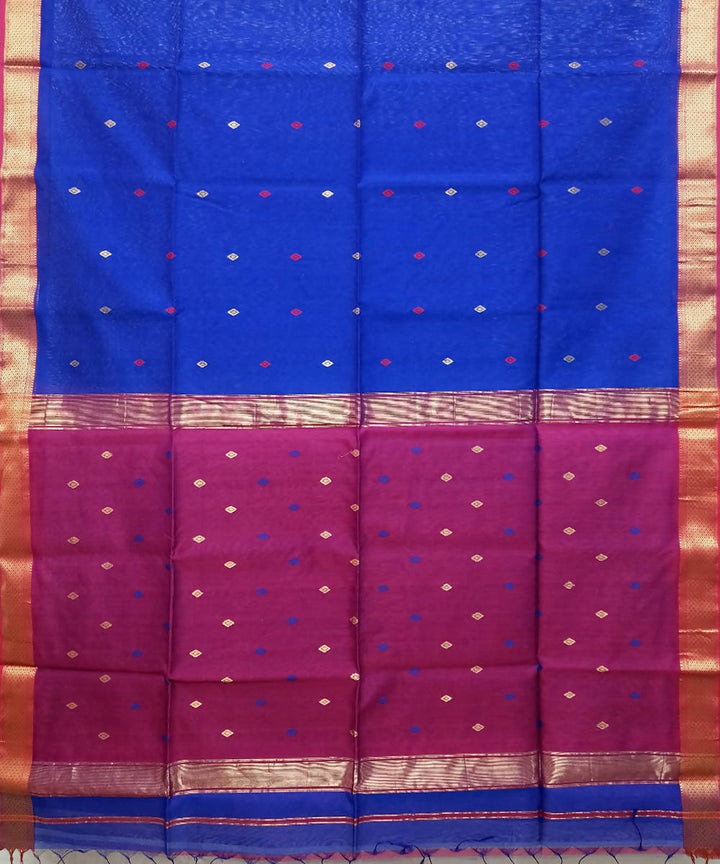 Bluebonnet pink handwoven cotton silk maheshwari saree