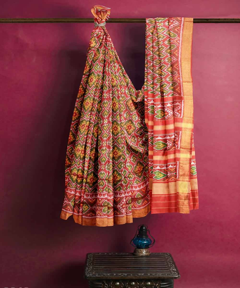 Red handwoven patola silk saree