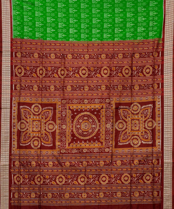 Dark green ikat silk handloom sambalpuri saree