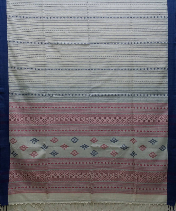 Bengal handspun handwoven off white cotton saree