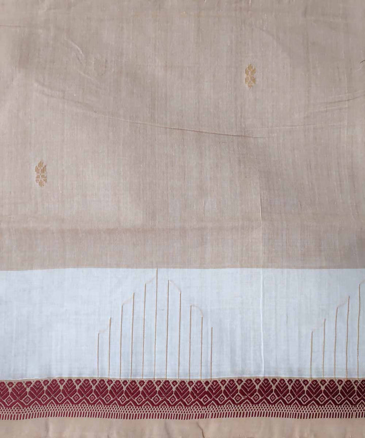 Cream powder brown handloom cotton venkatagiri saree