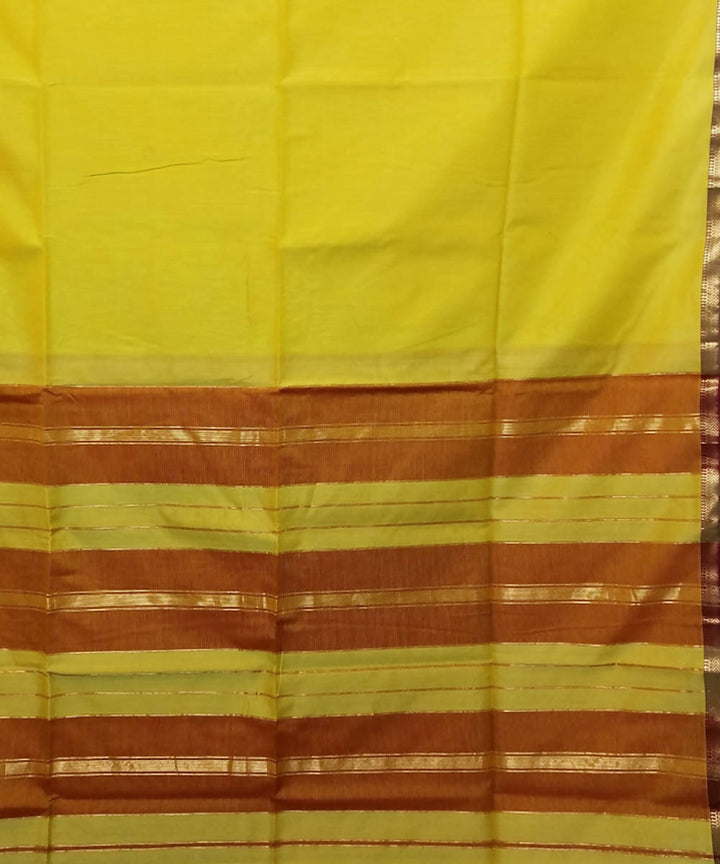 Yellow handloom cotton silk maheshwari saree