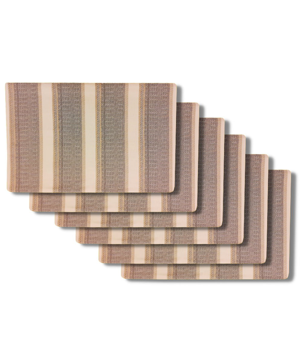 Handloom striped cotton table mat set of 6