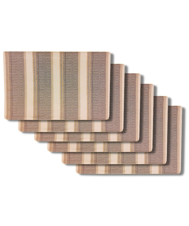 Handloom striped cotton table mat set of 6