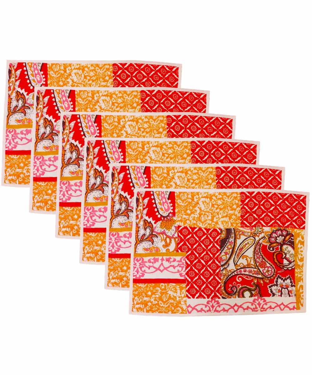 Patchwork quilted cotton table mats (Set of 6)