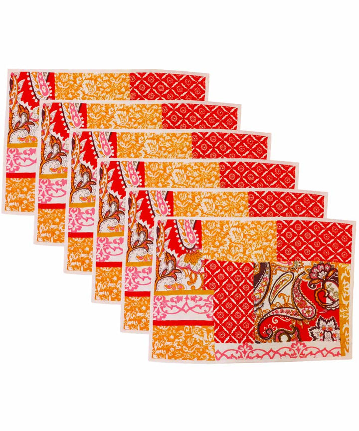 Patchwork quilted cotton table mats (Set of 6)