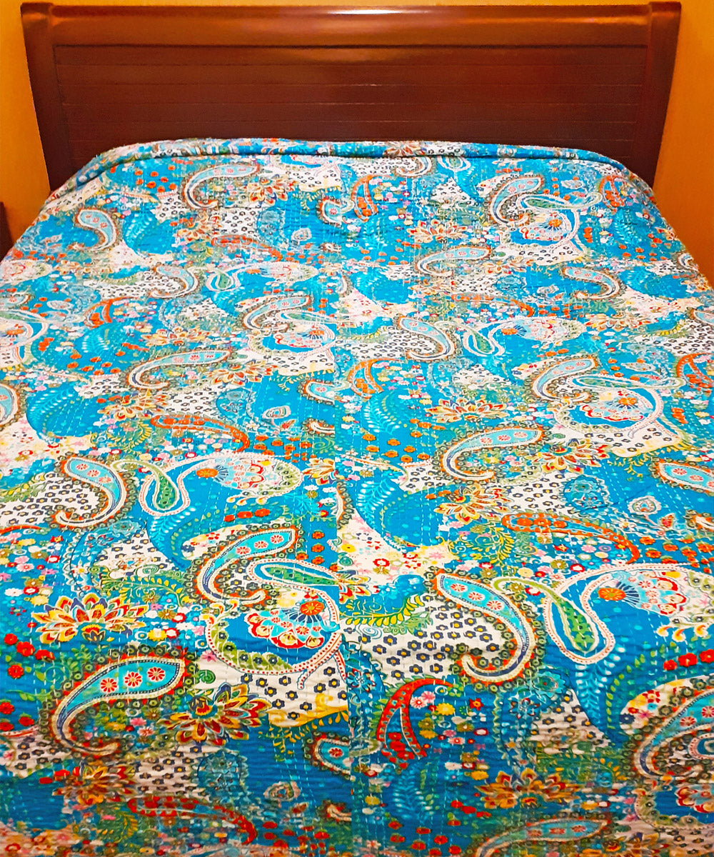 Kantha work double layered premium cotton bedcover (Double Bed)