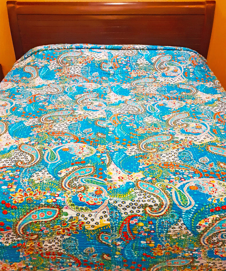 Kantha work double layered premium cotton bedcover (Double Bed)