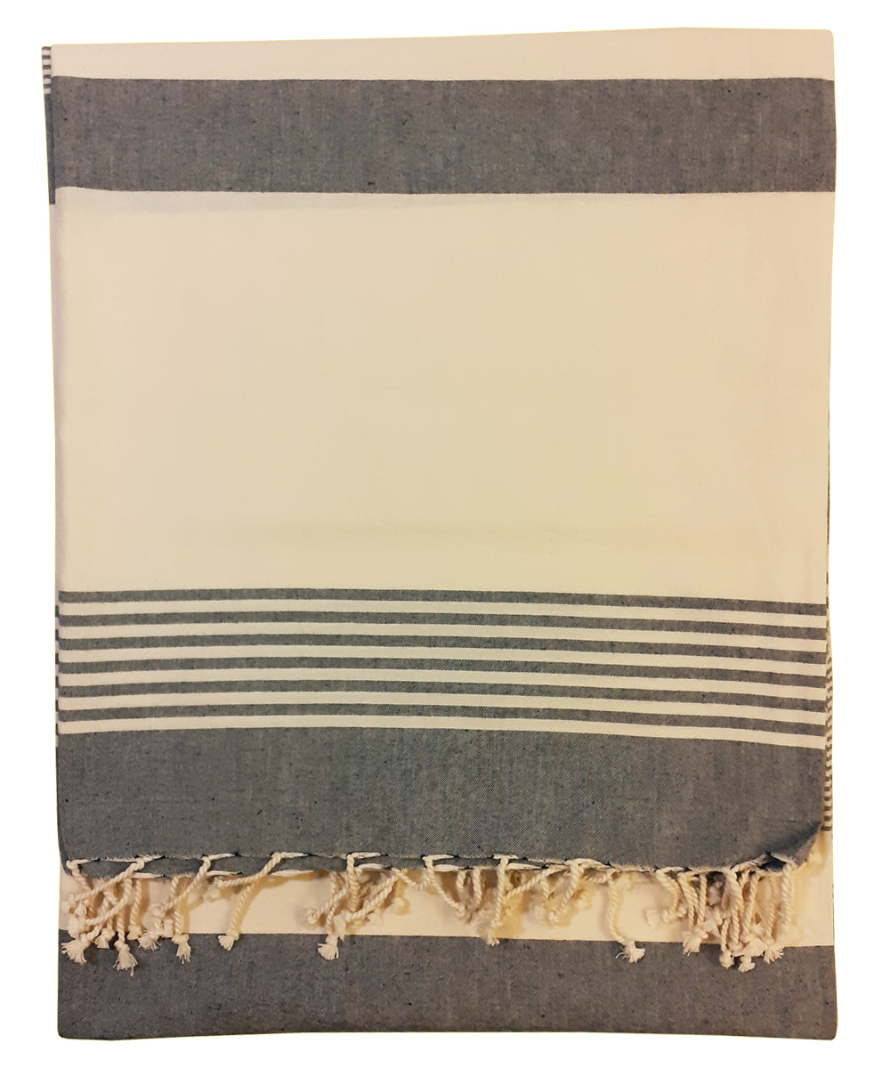 Grey white handspun turkish cotton double bedcover