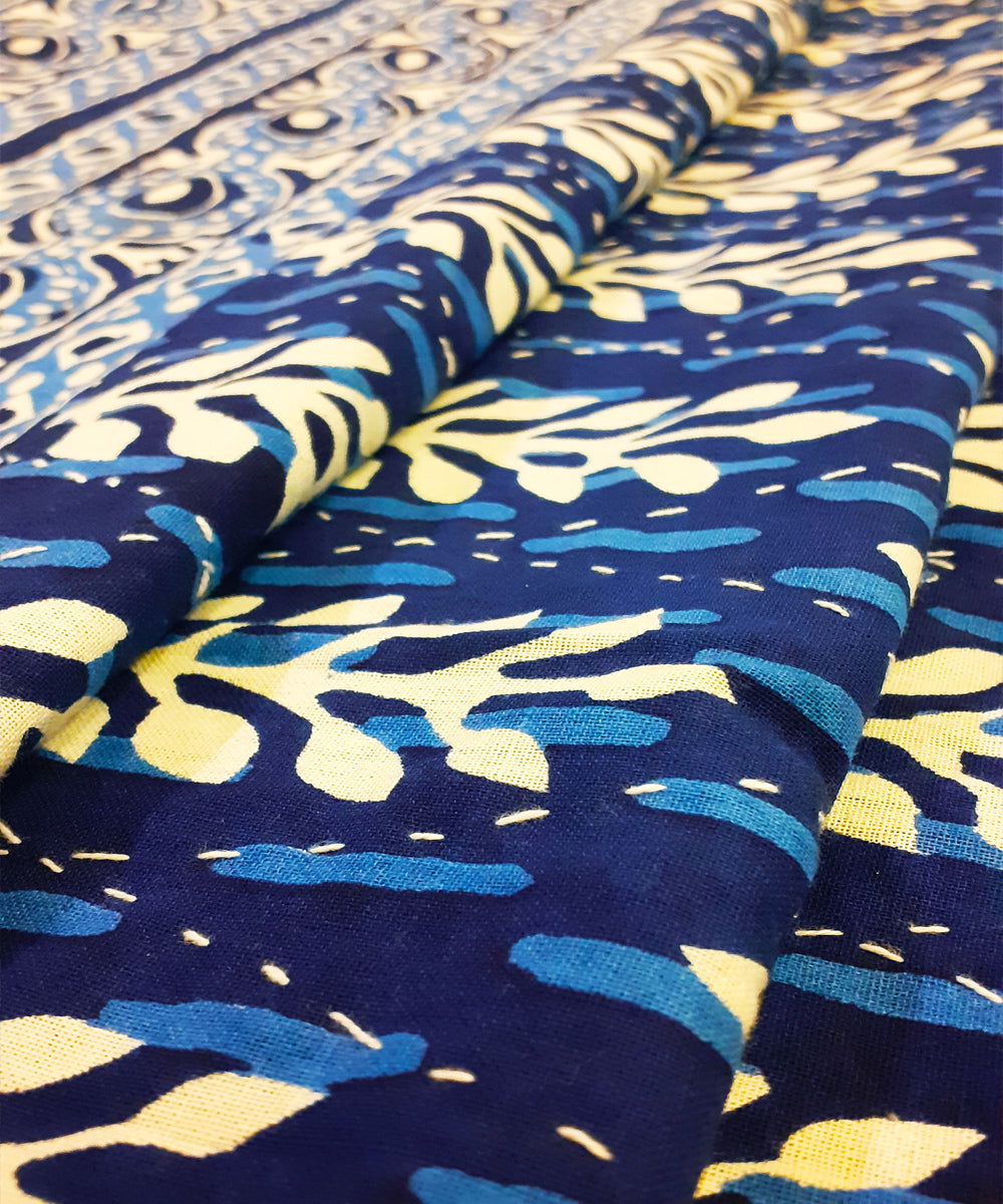 Kantha double layered cotton bed cover