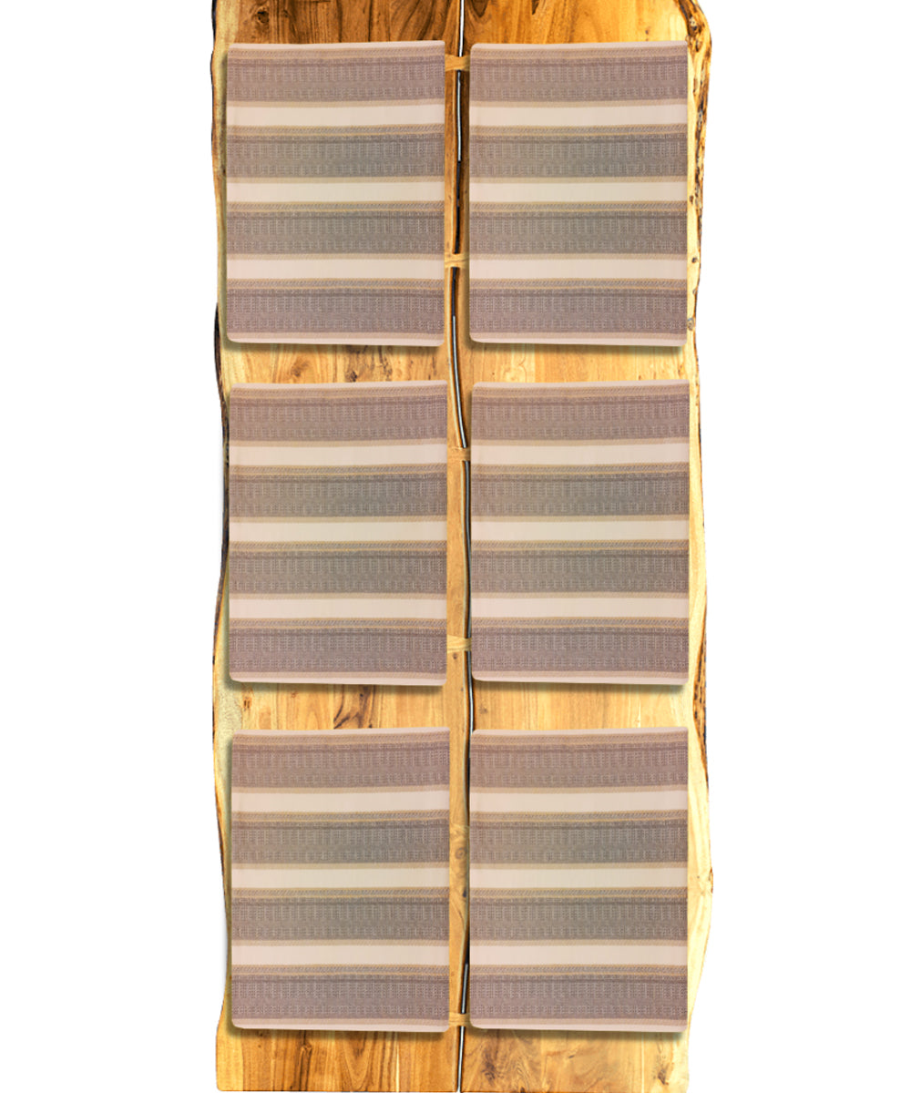 Handloom striped cotton table mat set of 6
