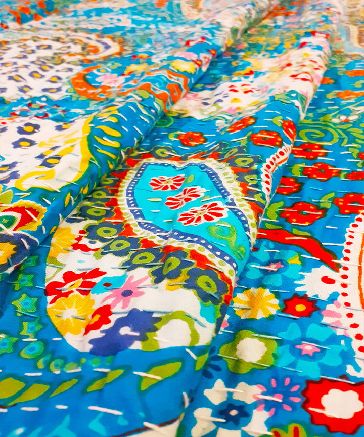 Kantha work double layered premium cotton bedcover (Double Bed)