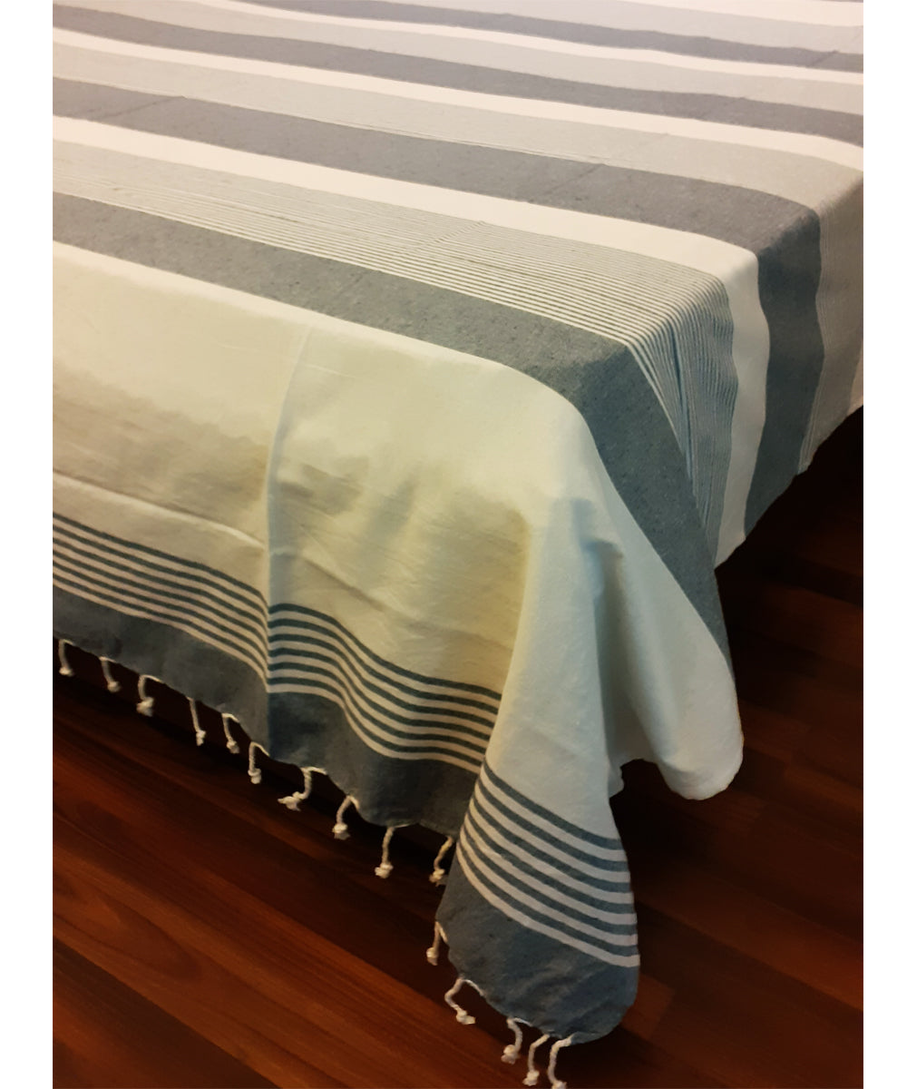 Grey white handspun turkish cotton double bedcover
