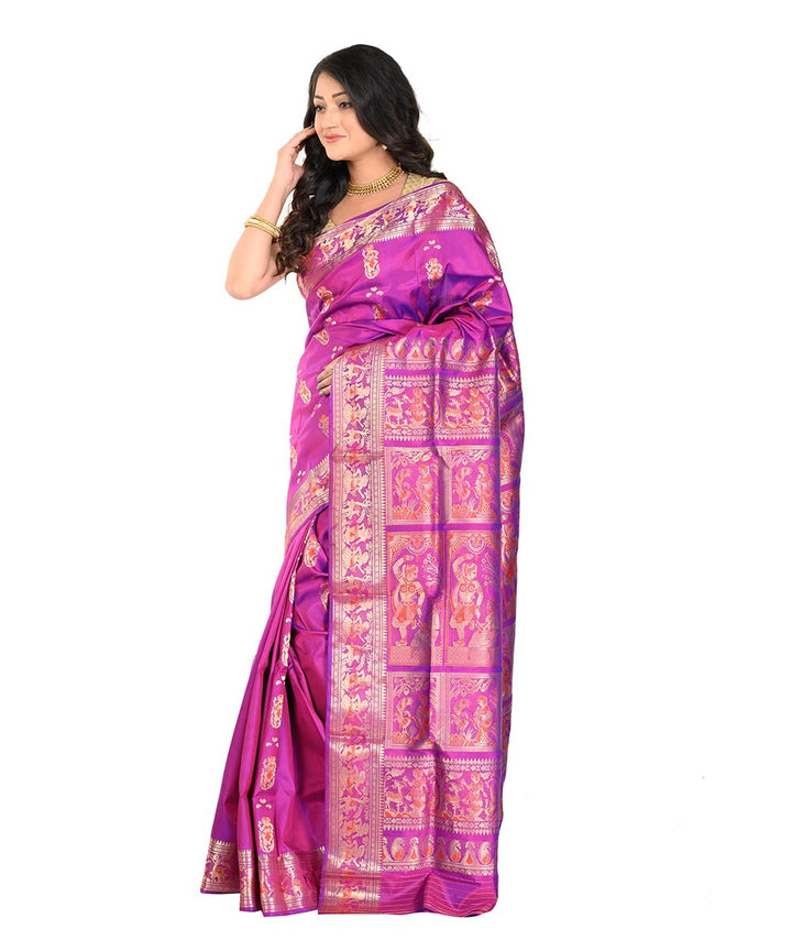 Purple handwoven baluchari silk saree