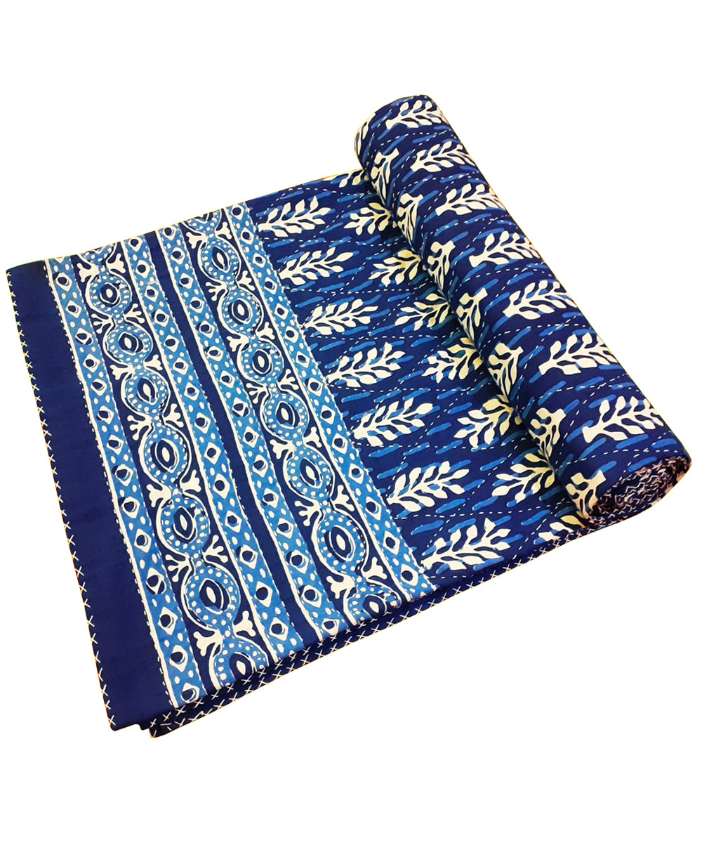 Kantha double layered cotton bed cover