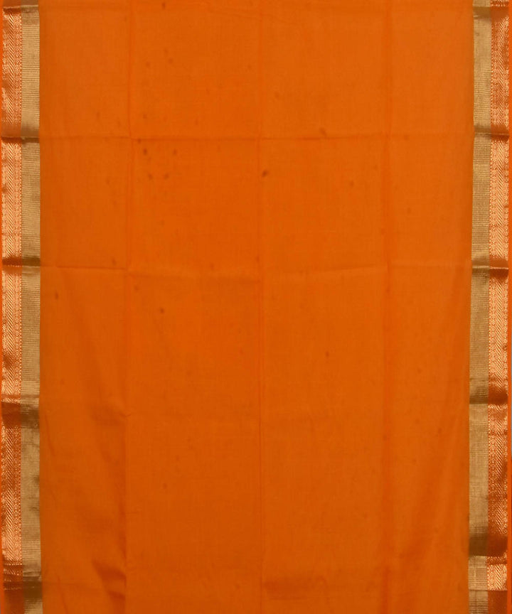 Handloom Orange Maheshwari Cotton Silk Saree