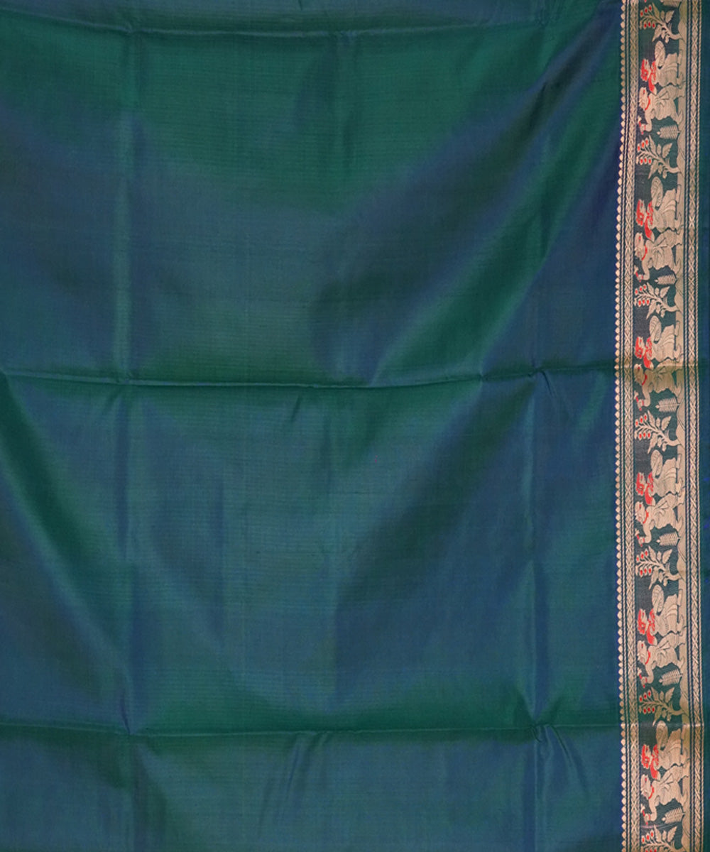 Turquoise blue handwoven silk baluchari saree