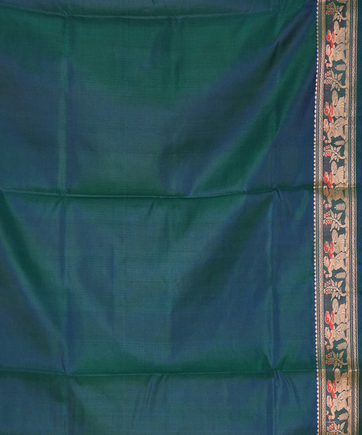 Turquoise blue handwoven silk baluchari saree