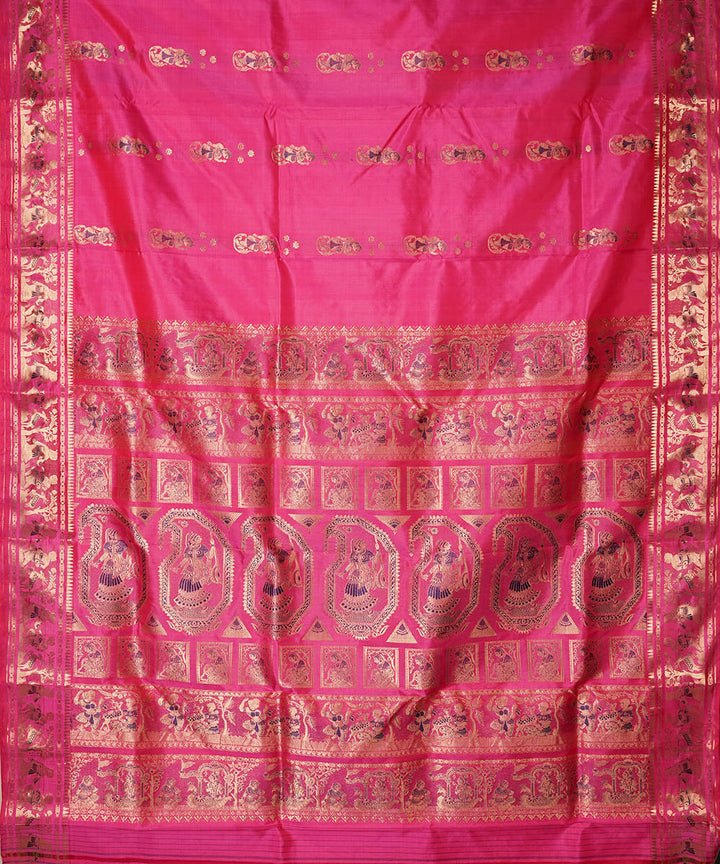 Pink handwoven silk baluchari saree