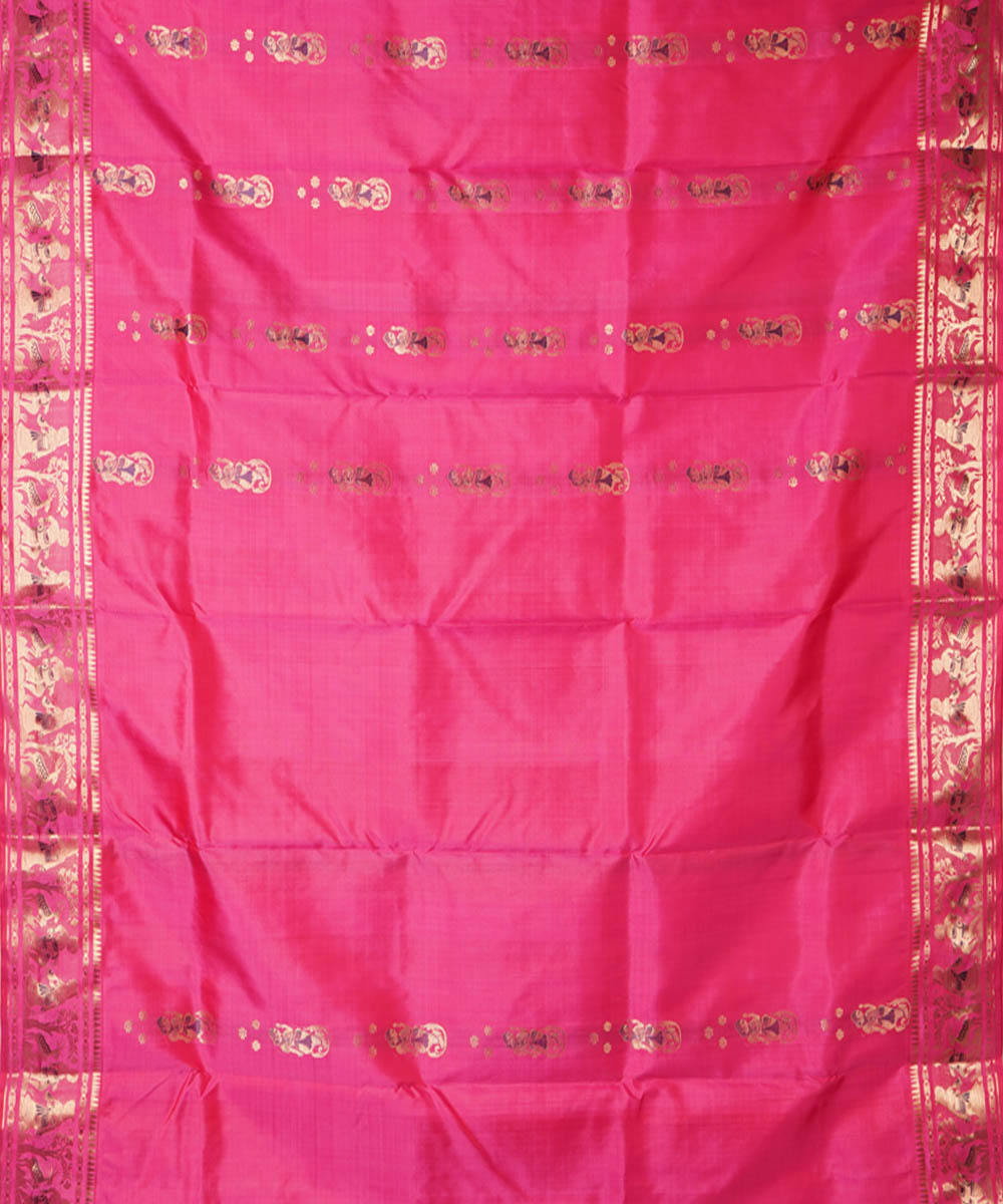 Pink handwoven silk baluchari saree