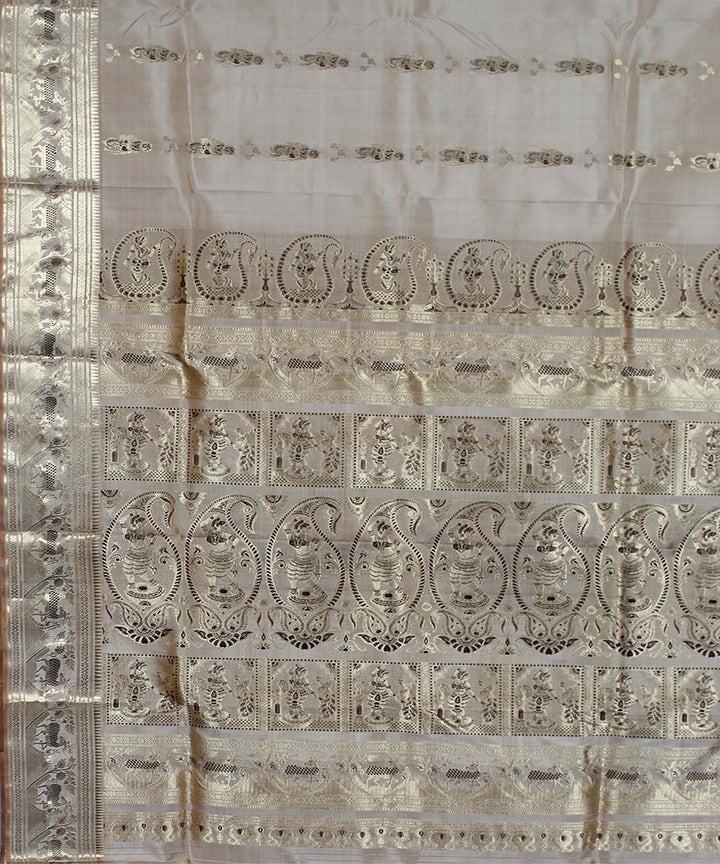 Cream handloom silk baluchari saree