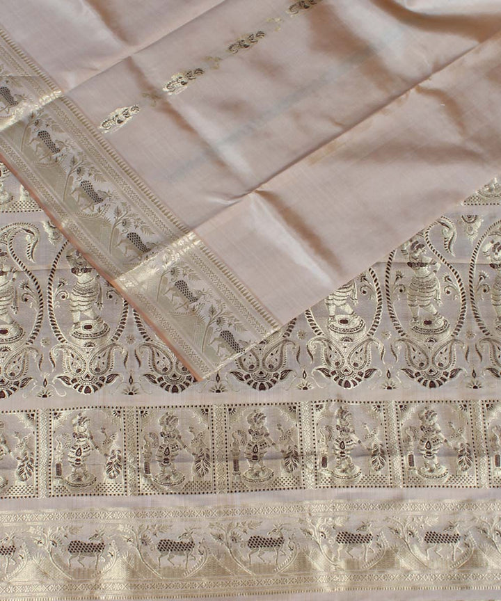 Cream handloom silk baluchari saree