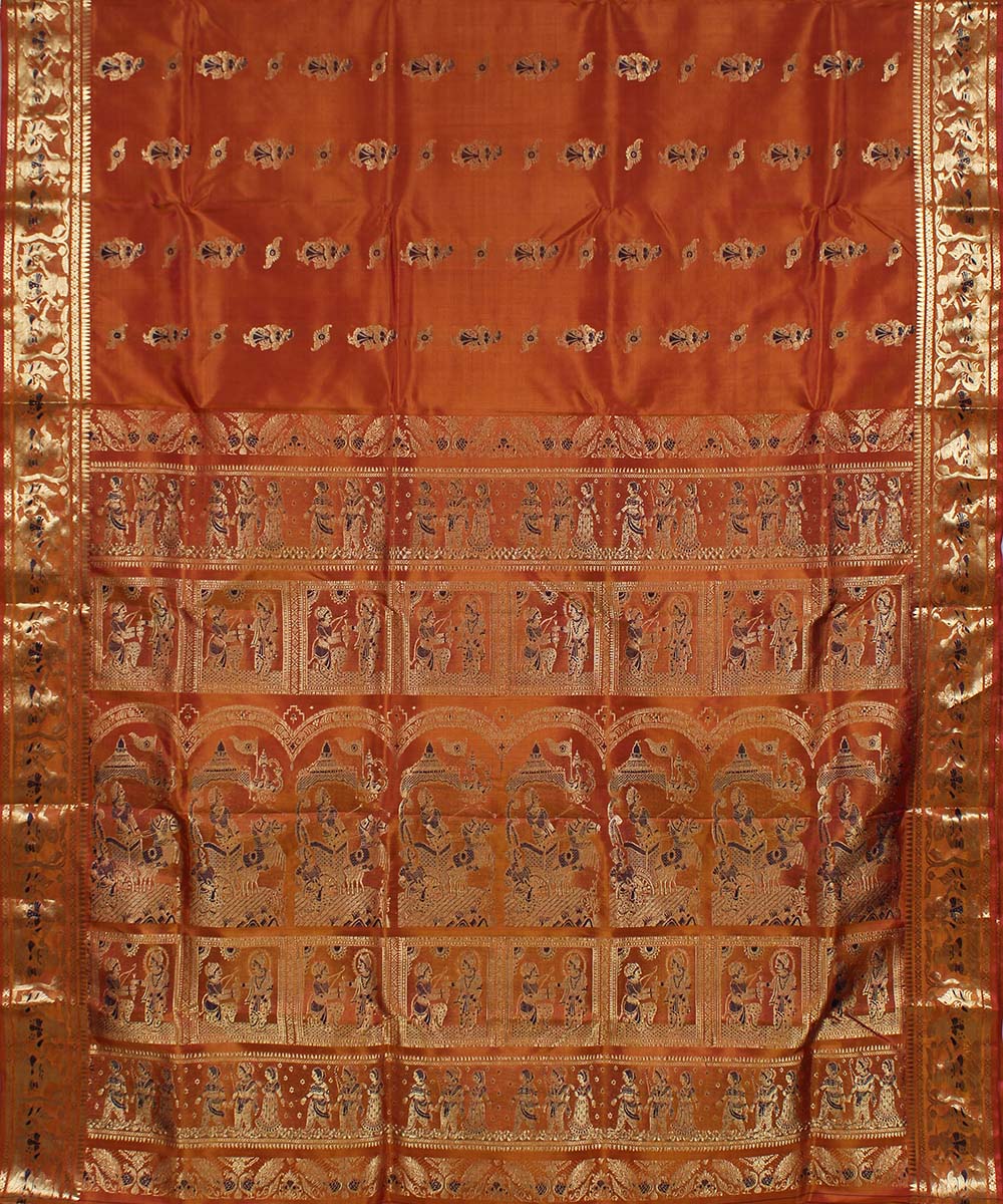 Orange handloom silk baluchari saree
