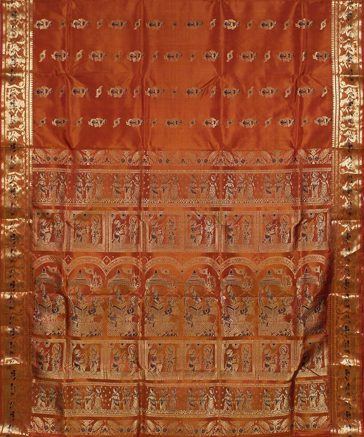Orange handloom silk baluchari saree