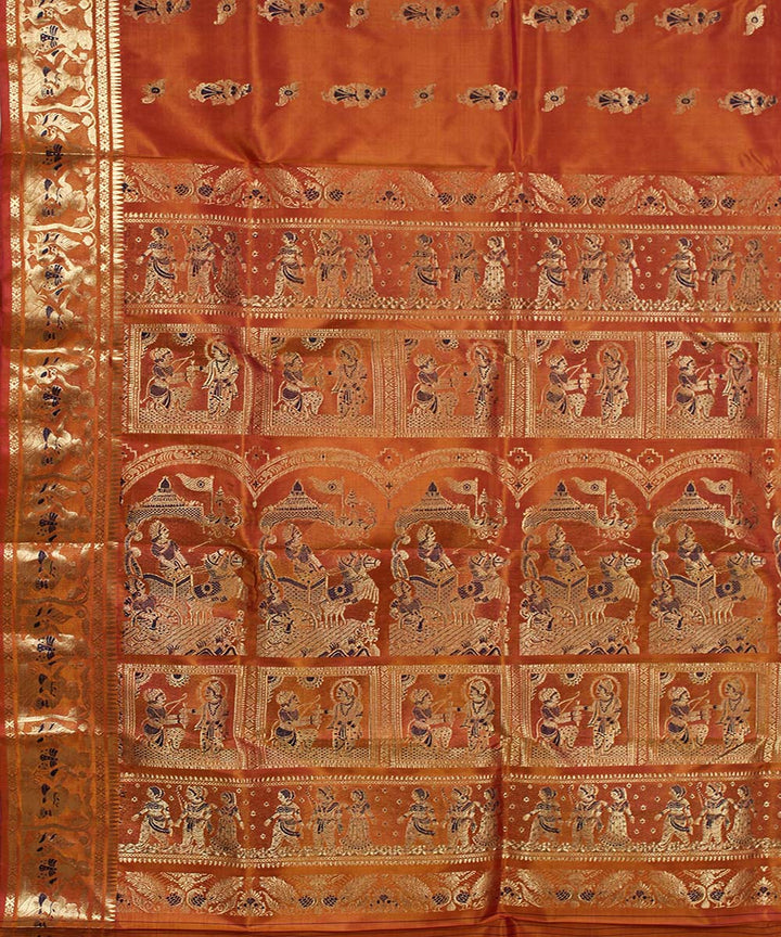 Orange handloom silk baluchari saree