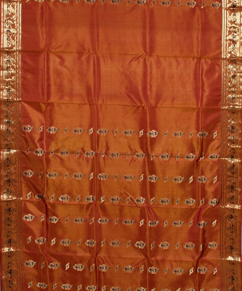 Orange handloom silk baluchari saree