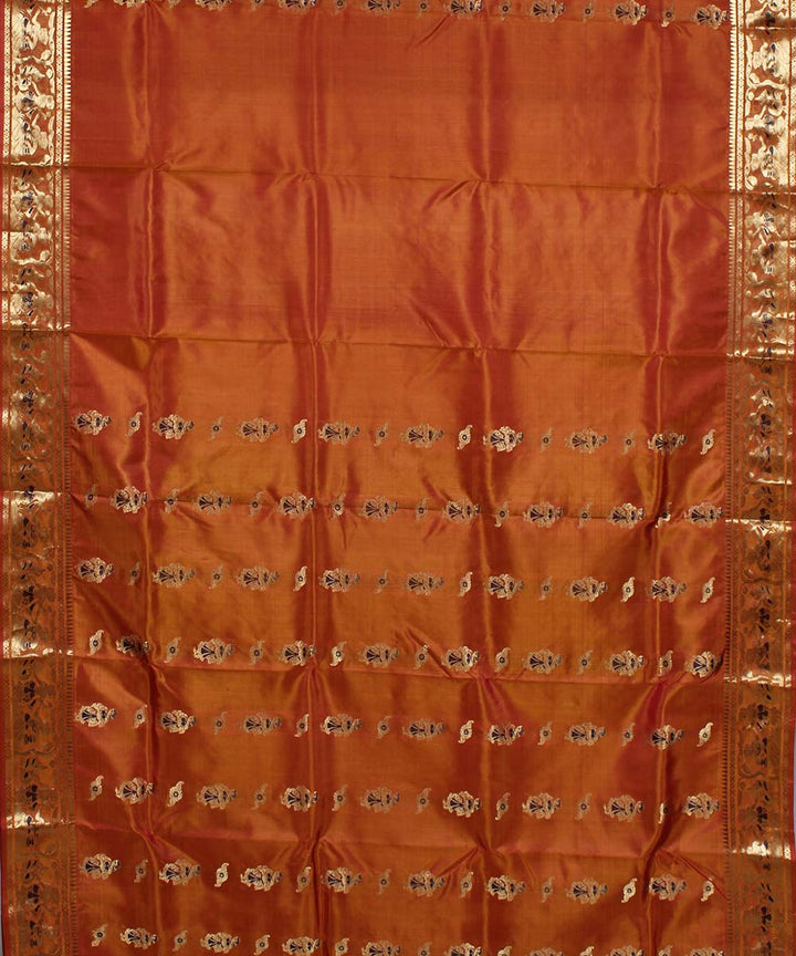 Orange handloom silk baluchari saree