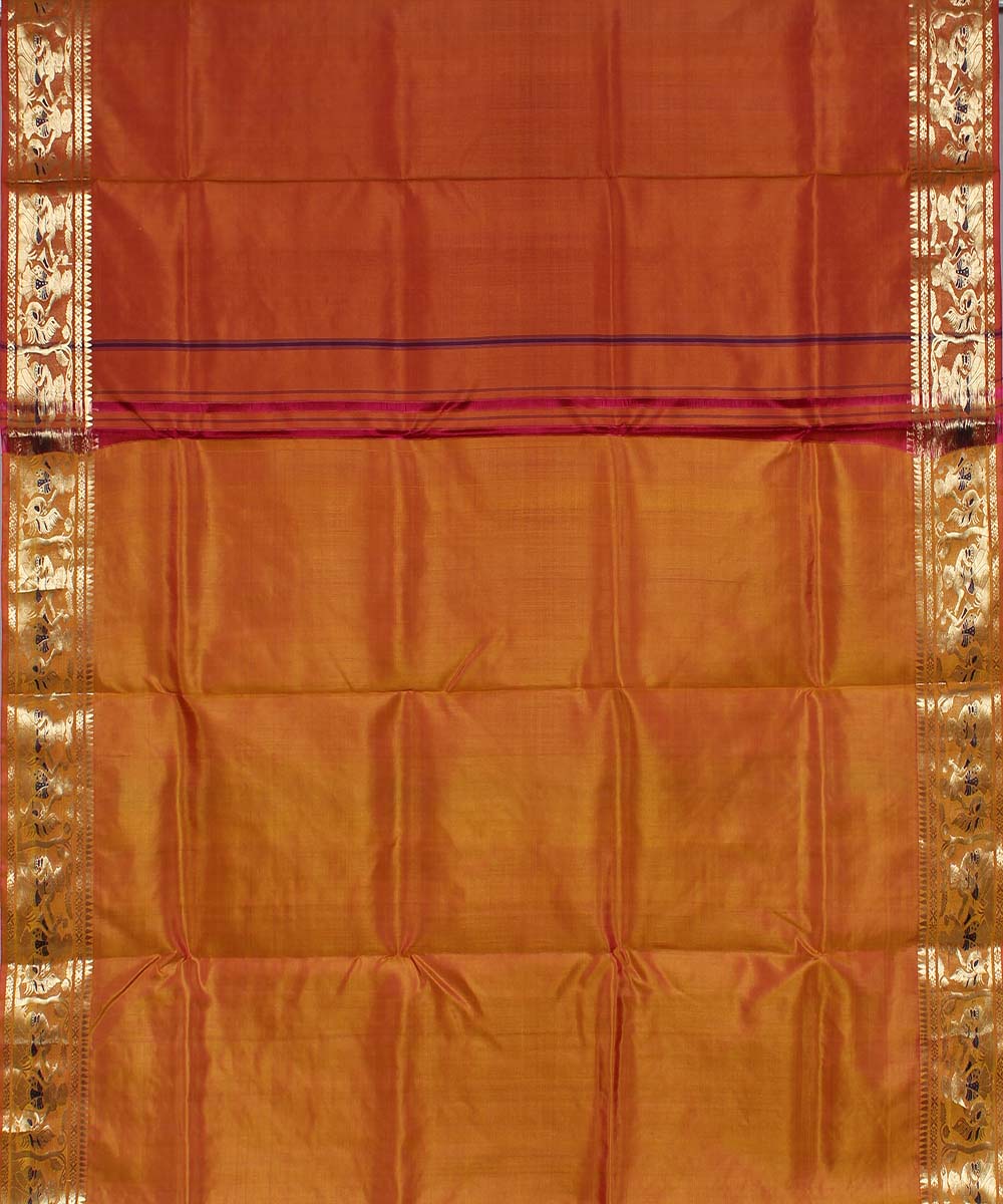 Orange handloom silk baluchari saree