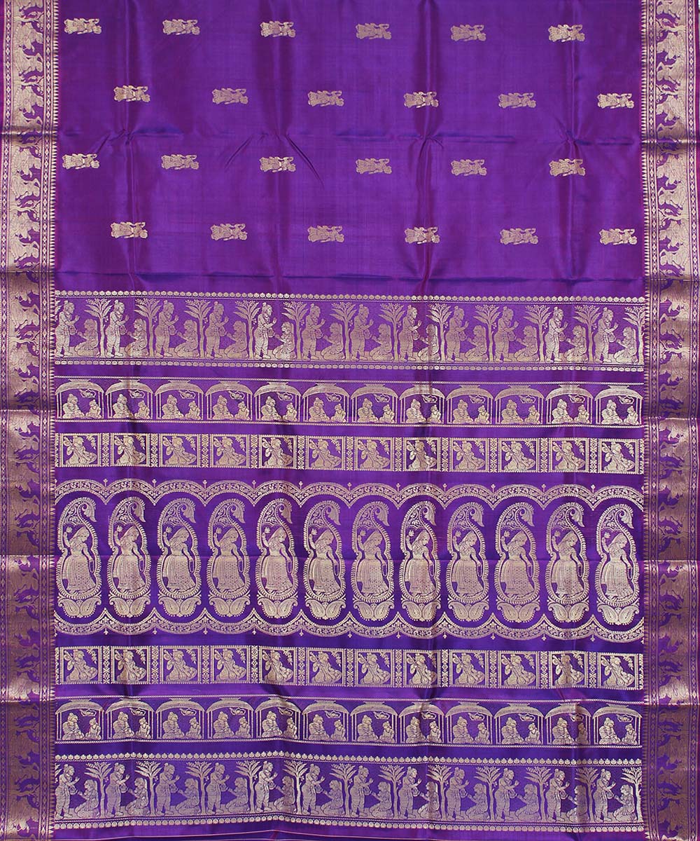 Purple handloom silk baluchari saree