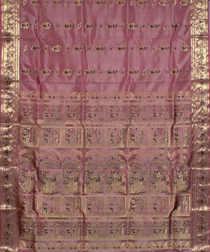 Mauve handloom silk baluchari saree