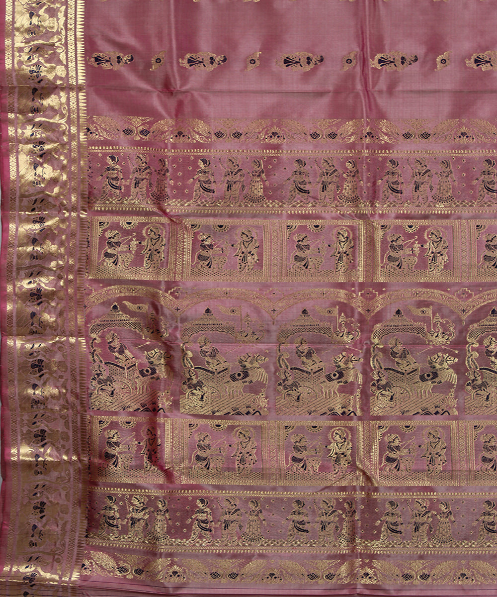 Mauve handloom silk baluchari saree