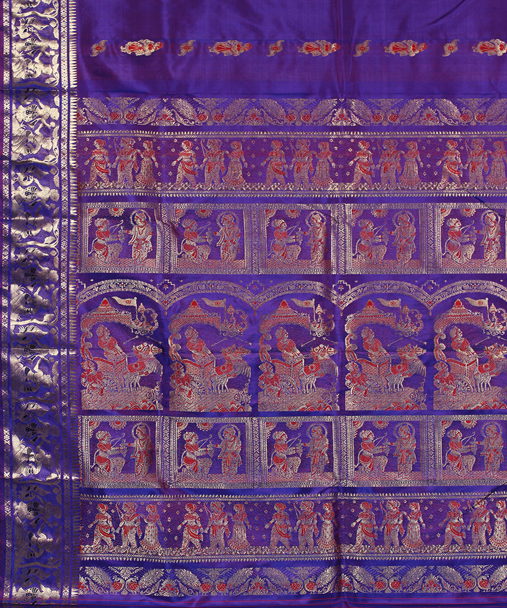 Double shaded purple handloom silk baluchari saree