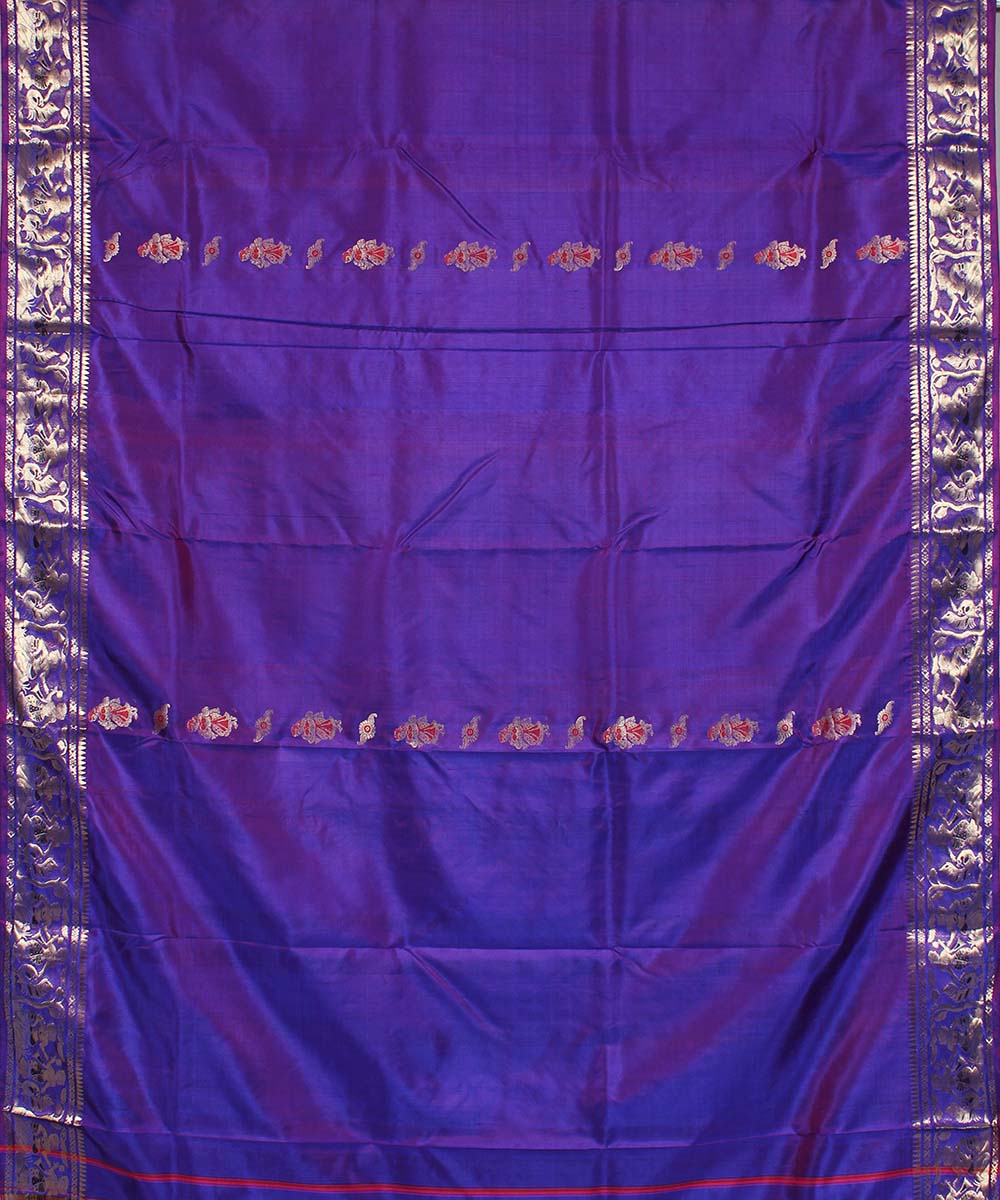 Double shaded purple handloom silk baluchari saree