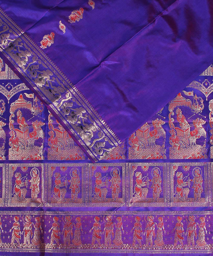 Double shaded purple handloom silk baluchari saree
