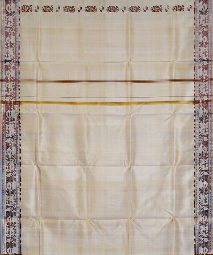Cream silk handloom baluchari saree