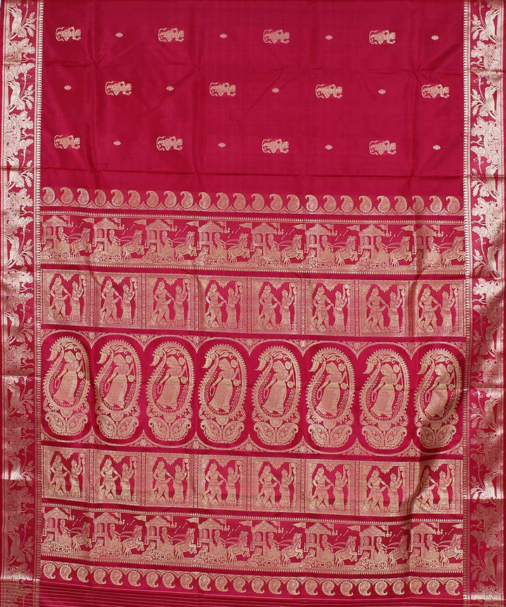 Pink handwoven silk baluchari saree